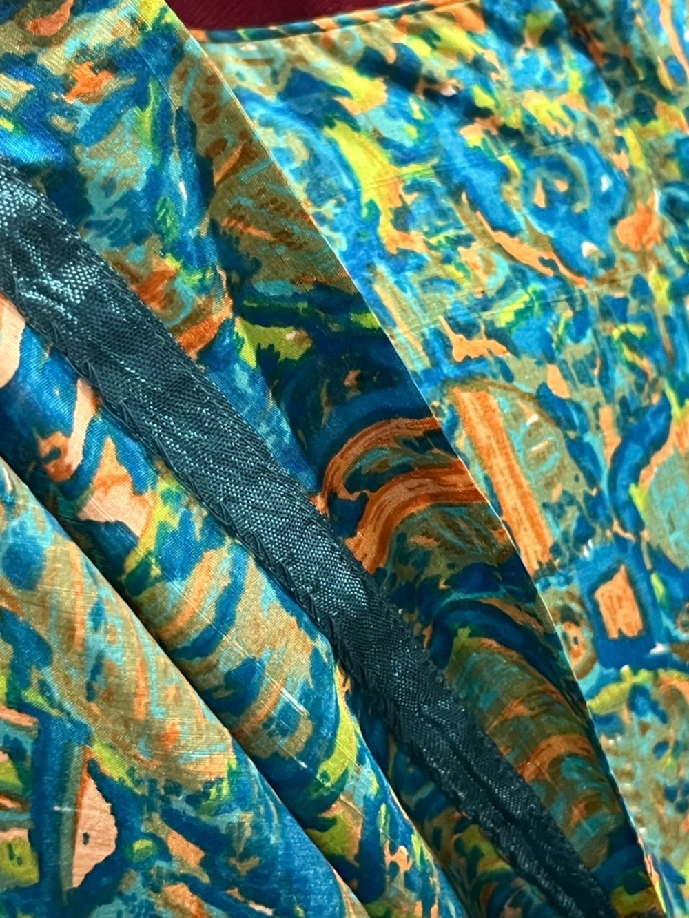 Vintage 1960s Simpsons-Sears Pure Silk Dress β Blue & Green Print - Picture 7 of 11